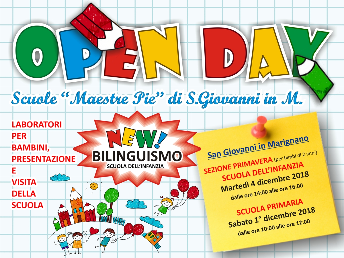 locandina Open Day Primaria e Infanzia 2018