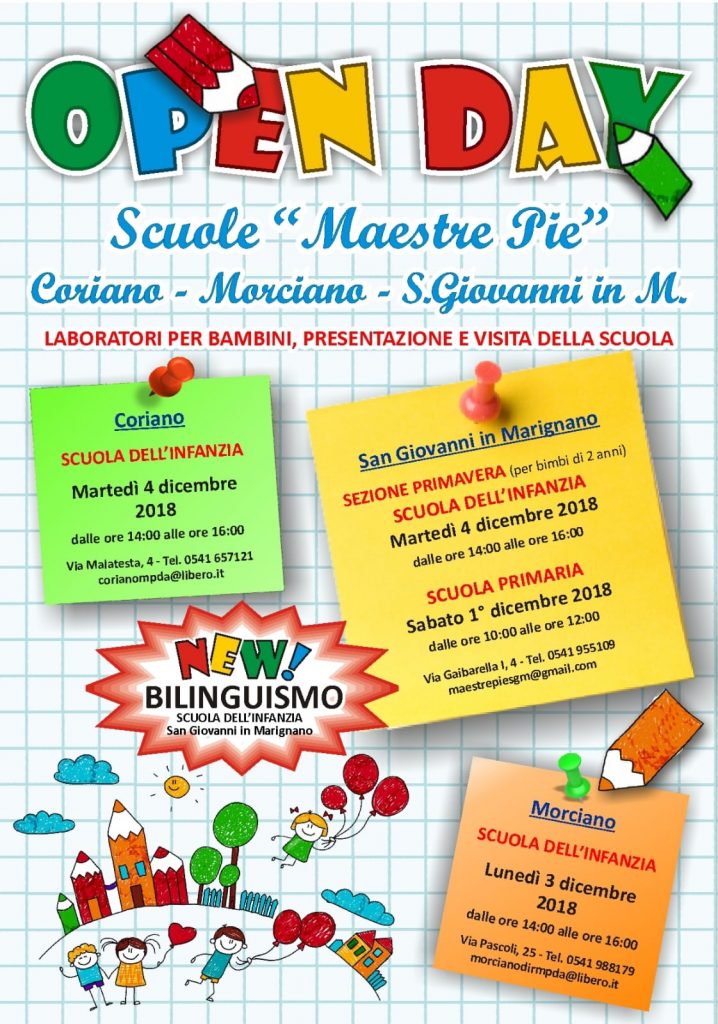 locandina Open Day primaria e infanzia